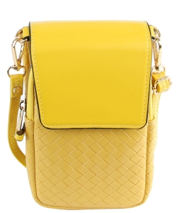 Woven Crossbody Bag Cell Phone Purse LMS202 YELLOW